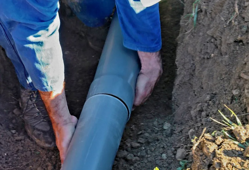 Photo of a drain pipe after excavation by GNG Underground in Northwest Arkansas