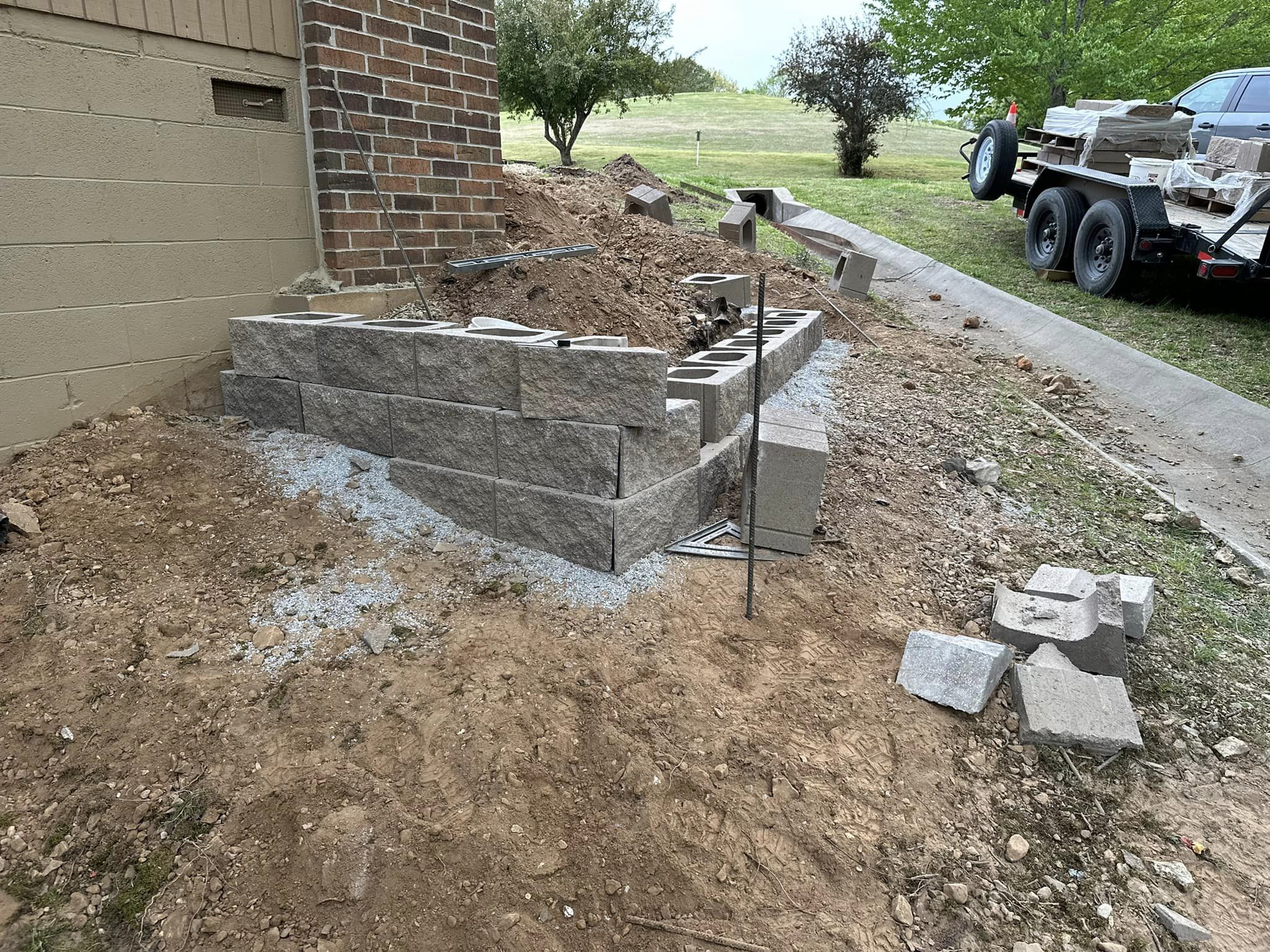 Photo of an NWA Retaining Wall project - in progress