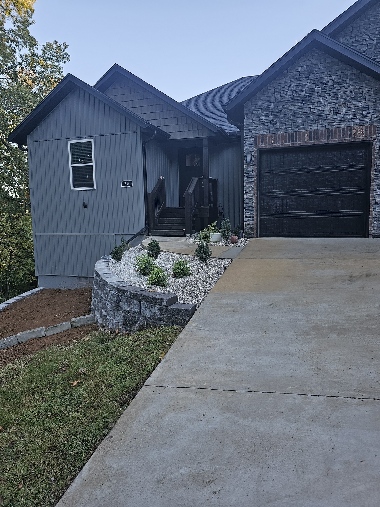 Photo of a Bella Vista, Ark., retaining wall and drainage project